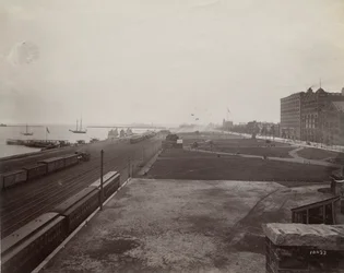 View South of Michigan Avenue from the West Side of the Illinois Central Railroad Tracks, Chicago, c.1890