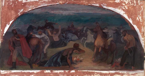 Cattle Thieves Surprised by Posse mural study, Burns, Oregon Post Office