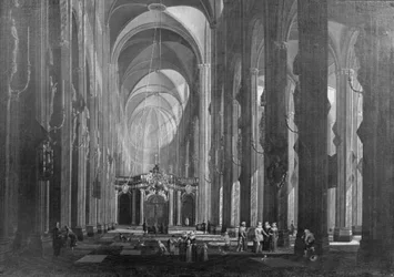 Interior of a Five-Aisled Catholic Church