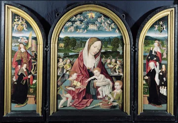 Virgin and Child with Music-Making Angels and the Sampsons-Coolen family, Triptych