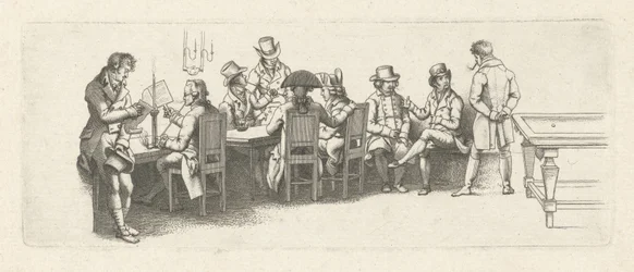 Men in a Coffeehouse with a Billiard Table (Study Prints)