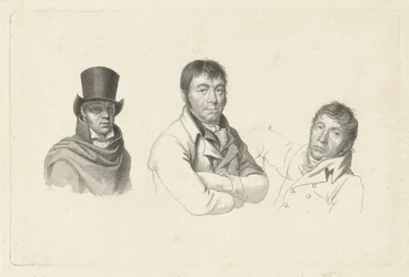 Portraits of Jan Kamphuysen, Dirk Versteegh, and Hendrik de Flines