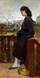 Girl Knitting on a Balcony, Montmartre