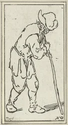 Man Leaning on a Stick