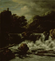Mountainous Landscape with Waterfall