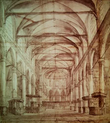 Interior view of the Oude Kerk (the old church) in Amsterdam