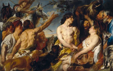 Plexippus and Toxeus steal the head of the Caledonian boar from Atalanta, given to her by Meleager
