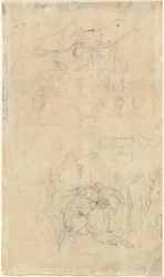Sheet of Studies with the Drunken Pan and Nymphs (verso)