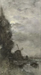 Landscape with Mill by Moonlight