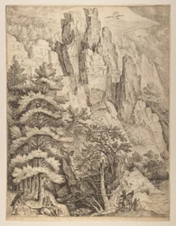 Bohemian Landscape with Couples and Hunters (left plate)