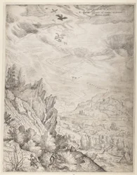 Bohemian Landscape with Couples and Hunters (right plate)