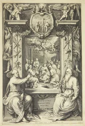 The Adoration of the Shepherds with Peter and Paul in an Allegorical Frame