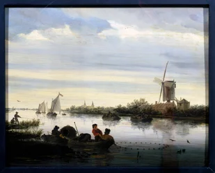 Landscape with windmill. Painting by Jacob Van Ruisdael