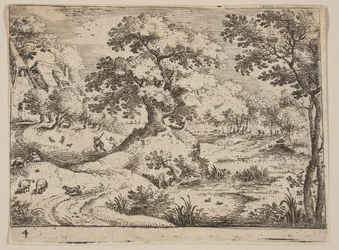 Path by a Swamp: Sheepdog and Sheep, from Landscapes