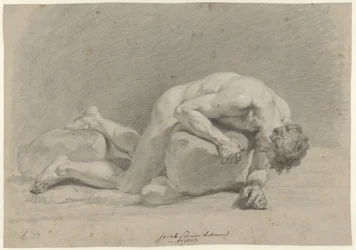 Male Nude, Lying on the Stomach Over a Rock