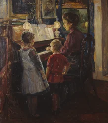 Woman and Children by the Piano