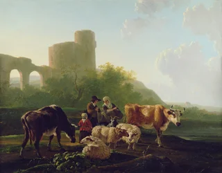 Rustic Figures with Cattle and Sheep