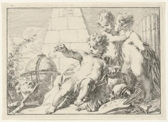 Three Genii by a Pyramid