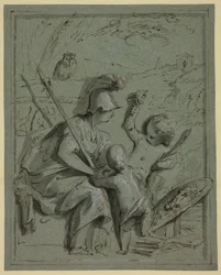 Minerva with Two Putti