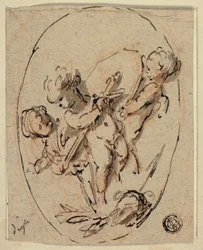 Putti with Shield and Sword