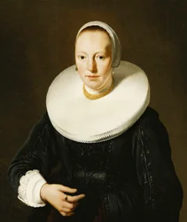 Portrait of a Lady, Half Length, in a Black Applique Stomacher and Dress and a Millstone Ruff