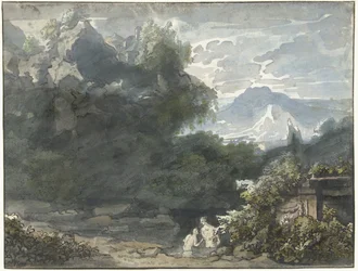 Bathers by an Antique Monument in a Mountainous Landscape