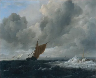 Stormy Sea with Sailing Vessels