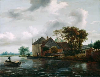 Farm and Hayrick on a River