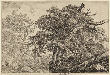 Two Farmers with Their Dog