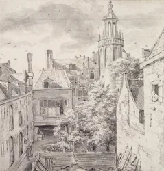 View of the Courtyard of the House of the Archers of the St. Sebastian Guild on the Singel in Amsterdam