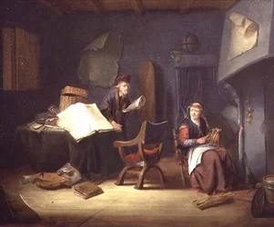 Interior with a Scholar and an Old Lady Spinning