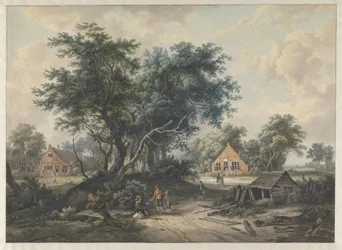 After Hobbema. Farmhouses beside Tall Trees