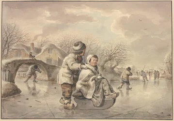 Winter Landscape with Ice Skaters