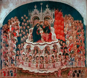 The coronation of the Virgin in Paradise. Painting by Jacobello del Fiore. 15th century. Gallery of the Accademia Venice