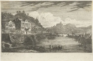 River Landscape with Hotel on the Quay