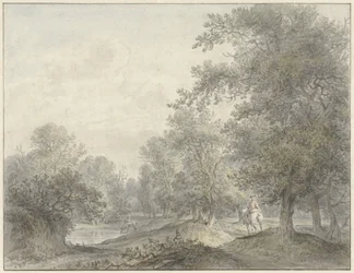 Forest Landscape with Rider and Pond