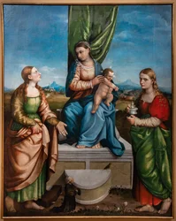 Enthroned Madonna with Infant Jesus Between Saints Catherine and Mary Magdalene, Third Decade of the 16th Century