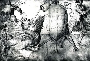 Warriors Fighting a Dragon