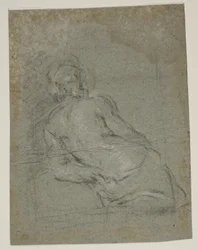 Half-Length, Semi-Nude Male Figure Leaning to the Left