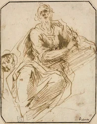 Study for St. Mark; Sketch of Half-length Male Figure, Looking Upwards to Right