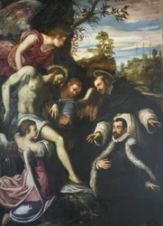 Dead Christ Supported by Three Angels, St Dominic and Donor