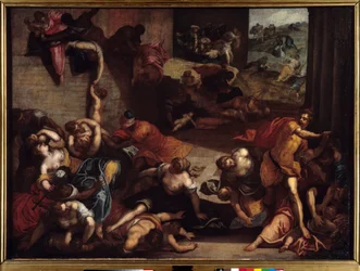The Massacre of the Innocents. Painting by Jacopo Robusti, known as Tintoretto or Il Tintoretto (1518-1594), 16th century. 1,34 x 1,86 m. Rennes, Museum of Fine Arts