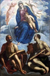 Mary with the Child, Adored by the Evangelists Mark and Luke
