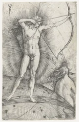 Apollo with Bow and Arrow on Celestial Globe and Diana with Deer