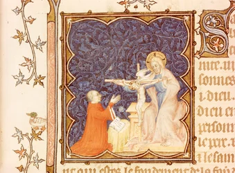 Jean de France Duke of Berry Praying Before the Crucified Jesus, from Les Petites Heures de Duc de Berry