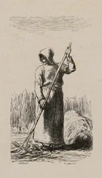 Woman Raking Hay