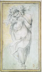 Gypsy with a Child - Sanguine, Black and White Chalk on Paper by Jacques Bellange (Early 17th Century)