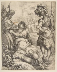 Military Figures outside a City