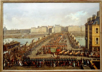 Crossing the new bridge by the Imperial cortege for the ceremony of the coronation of Napoleon I on December 2