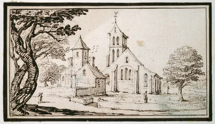 A church in Lorraine and a neighbouring building